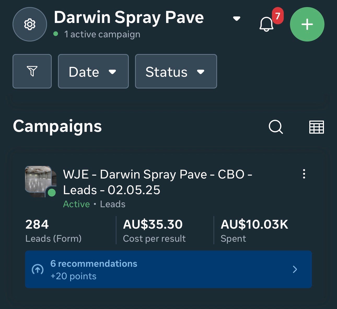 Darwin Spray Pave Meta Ads all-time performance results